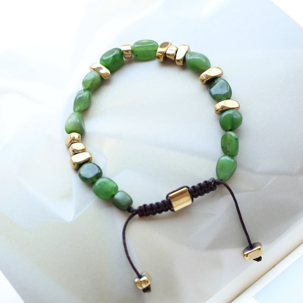 Natural Green Jade Bead Bracelet|Dainty Bracelet For Women|Real Jade Bangle|Meditation Bracelets|Jade Gold Bracelets|7mm Bead