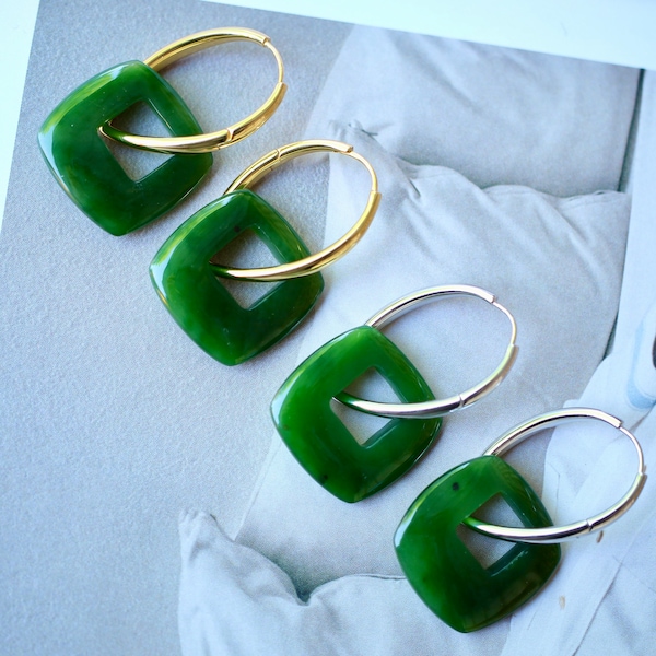 Natural Green Jade Drop Earring 925 Silver|Unique Jade Drop Earrings/Minimalist Jade Dangle Earring/Handmade Jade Drop|Perfect Gift For Her