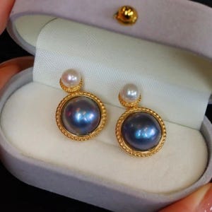 Einzigartige natürliche Mabe Perlenohrringe mit s925 Silber|Statement Mabe Perlenschmuck|Antike Vintage Mabe Perlenohrstecker|Perfektes Jubiläumsgeschenk