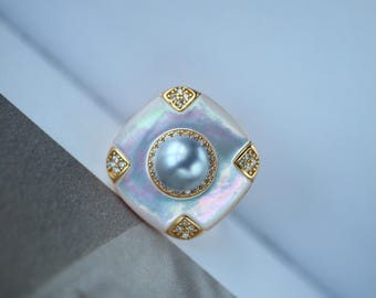 Unique Natural Pearl Ring Silver|Antique Vintage Pearl ring gold|Handmade Pearl ring|June Birthstone Pearl ring|Genuine pearl ring women