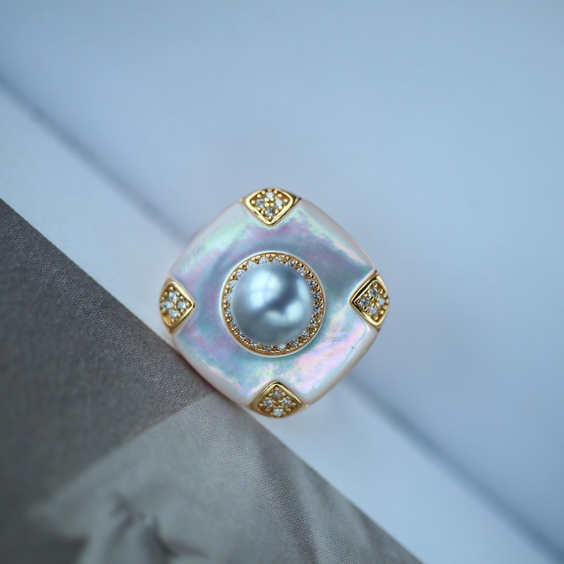 Unique Pearl Rings Unique Natural Pearl Ring Silver|antique Vintage Pearl Ring Gold ...