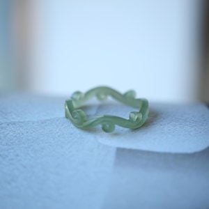 Authentic Icy Green Jade Ring Women|Natural Jade Donuts Band Men|Minimalist Thin Nephrite Jade Ring\Hand Carved Hign End Untreated Jade