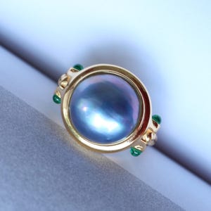 Genuine Mabe Pearl Ring s925 Silver|Minimalist Simple Mabe Pearl Jewelry|Statement Seashell pearl ring|Handmade Bezel Mabe Pearl ring