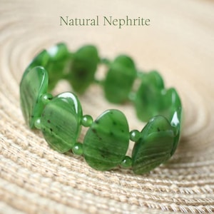 Authentic Vivid Green Nephrite Bracelets Women|Undyed High Quality Jade bangle|Handmade Minimalist jade Bracelet|Natural Real jade bracelets