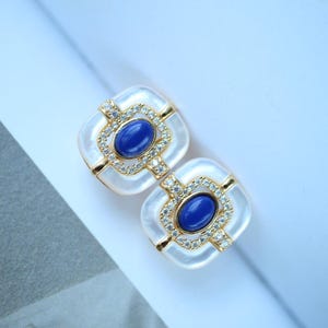 Genuine Lapis Lazuli Studs Earring sterling silver|Statement lapis lazuli studs\Oval lapis lazuli studs\Vintage Antique Lapis Lazuli stud