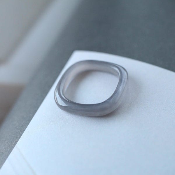 Authentic Icy Purple Jade Ring Women|Natural Jade Donuts Band Men|Minimalist Thin Nephrite Jade Ring\Hand Carved Hign End Untreated Jade