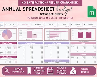 Annual Budget Spreadsheet: Personal Finance Tracker (Google Sheets)