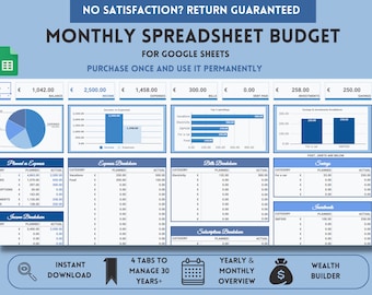 Monthly Budget Template: Google Sheets Finance Tracker (Digital Download)