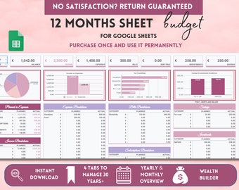 Monthly Budget Template: Google Sheets Finance Tracker (Digital Download)