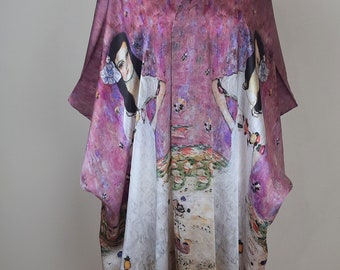 Silk Kimono Robe, Silk Dressing Gown Woman, Luxury Loungewear, Silk Kimono Nightdress, Silk Luxury Outfit, Perfect Christmas Gift for Her