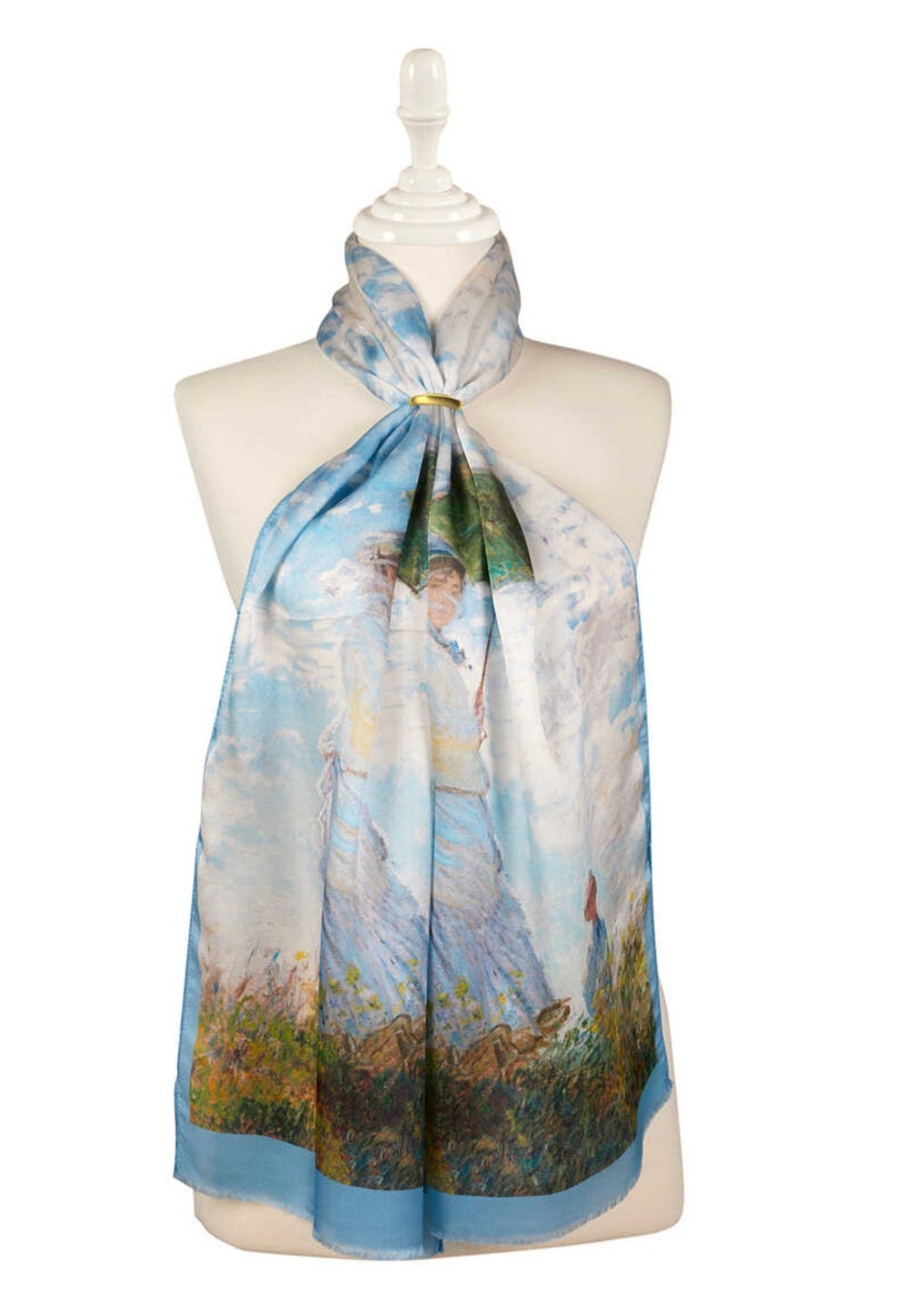 Écharpe Femme Tricotée Main - Bleu Monet - Nylon - Neuf Sans étiquette - Toutes Saisons