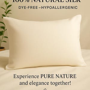 100% Natural Silk Pillowcase with Hidden Zipper – 50x70 cm – Dye-Free, Hypoallergenic, Skin & Hair Friendly – Silkworm Life