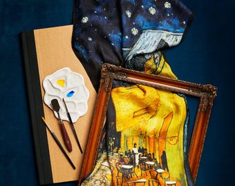 Luxurious 100% Pure Silk Scarves Art Collection - Inspired by World Famous Paintings