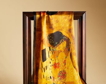 Gustav Klimt The Kiss, Silk Scarf, Art Nouveau Shawl