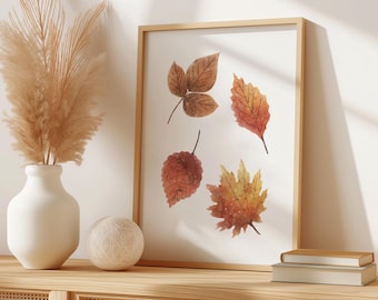 Watercolour Falling Leaves Fall Print, Fall Printable Art, Rustic Print, Fall Wall art, Fall decor, Autumn Print, Fall Sign, Fall painting