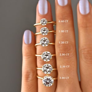 14k Gold 6-Prong Round Engagement Ring, Simulated Diamond Ring, Solitaire Diamond Ring. Wedding Ring, Travel Ring Unique Silver Promise Ring