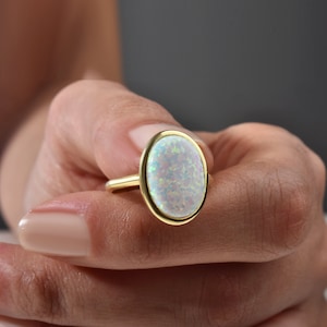 Opal Ring, Vintage Opal Ring, White Opal Ring, Mother&#39;s Day Gift, Mother&#39;s Day Gift, October Birthstone Ring, Stacking Ring, Gift For Her
