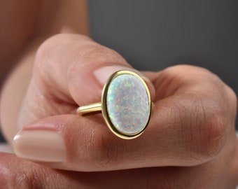 Opal Ring, Vintage Opal Ring, White Opal Ring, Mother's Day Gift, Mother's Day Gift, October Birthstone Ring, Stacking Ring, Gift For Her