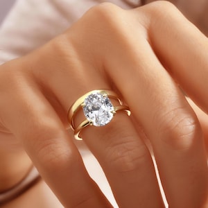 5CT Oval Ring, Solitaire Rings, Fake Engagement Ring, Cubic Zirconia Ring, gold rings for women, Travel Engagement Ring, Silver Promise Ring