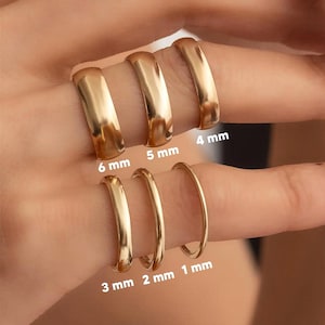 14k Gold 1mm-2mm-3mm-4mm-5mm-6mm Thin Wedding Bands  Minimalist Wedding Rings, Thin Stacking Ring Hers, Gift For Her, Gift For Him