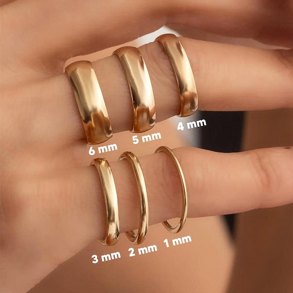 14k Gold 1mm-2mm-3mm-4mm-5mm-6mm Thin Wedding Bands Minimalist