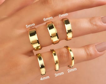 14k Gold 2mm-3mm-4mm-5mm-6mm-7mm Thin Wedding Bands Minimalist Wedding Rings, Thin Stacking Ring Hers, Gift For Her, Wedding Bands Women