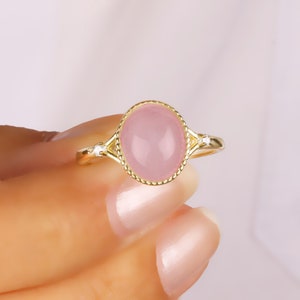 Vintage Rose Quartz Ring, Promise Ring, Pink Crystal Ring, Stacking Ring, Gift For Her, Dainty Ring, Naturel Pink Stone Ring, Gift For Women