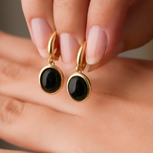 Black Onyx Earrings, Vintage Black Stone, Silver Earrings, Sterling Silver, Gift for Her, Best Friend Gift, Mother&#39;s Day Gift, Gift For Mom