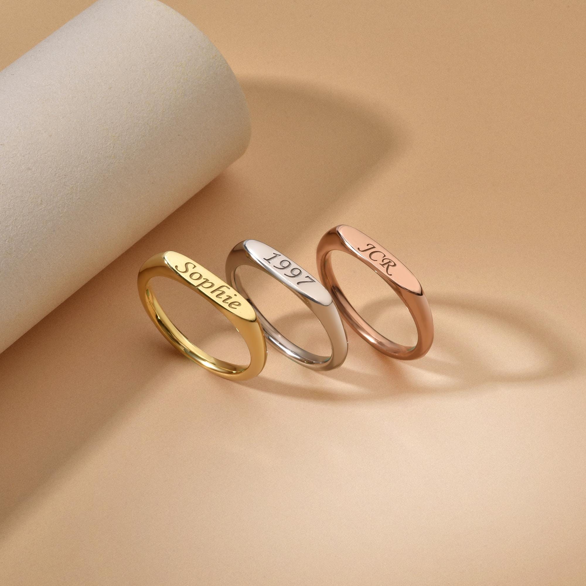Personalized Name Ring, Custom Engraved Ring, Oval Gold Name Ring ...