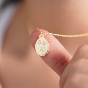 Birth Flower Necklace , Wild Flowers Memorial, Personalized Necklace, Mothers Day Gift, Birth Flower Jewelry, Gift For Mom