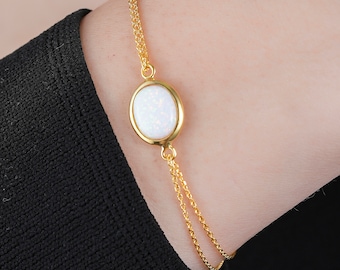 Opal Bracelet, Gemstone Jewellery, Dainty Opal Bracelet, Opal Jewelry, Tiny Opal Bracelet, Gift For Her, Christmas Gift, Gift For Women
