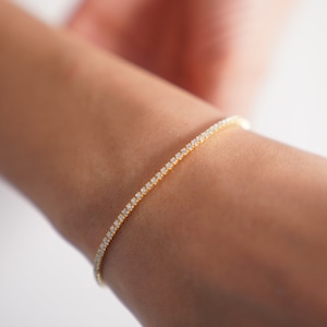 Gold Tennis Bracelet, Cubic Zirconia Tennis Bracelet, Minimalist Bracelet, Diamond Bracelet, Gift For Girlfriend, Gift For Her, Handmade