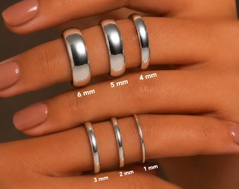 14k witgoud 1 mm-2 mm-3 mm-4 mm-5 mm-6 mm dunne trouwringen minimalistische trouwringen, dunne stapelring van haar, cadeau voor haar, cadeau voor hem