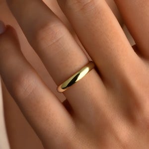 14k Gold 3mm Thin Wedding Band, Minimalist Wedding Ring for Women, Thin Stacking Ring Her, Gift For Him Gift For Men Father's day Gift