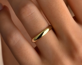 14k Gold 3mm Thin Wedding Band, Minimalist Wedding Ring for Women, Thin Stacking Ring Her, Gift For Him Gift For Men Father's day Gift