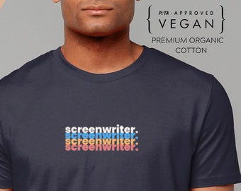 Organic Screenwriter TShirt, Vegan Friendly, Gift for Screenwriter, Writer Gift, Gender Neutral, Sustainable Clothing, Gift for Writer