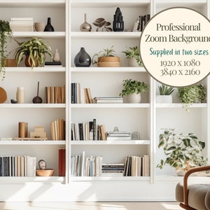 Minimalist White Shelving Zoom Background Zoom Office Background Boho Virtual Digita Background Zoom Meeting Backdrop Teams Backgrounds Home