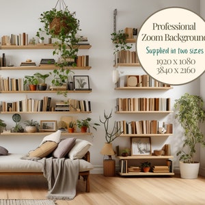 Light Boho Shelving Zoom Background Virtual Shelves Zoom Meeting MS Teams Backdrop Teams Background Office Background Home Zoom Background