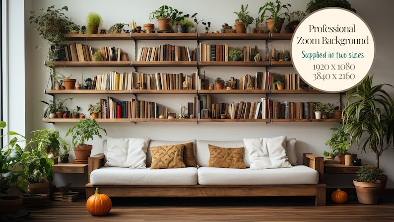 Boho Shelving Zoom Background, Virtual Background, Zoom Meeting, Zoom ...