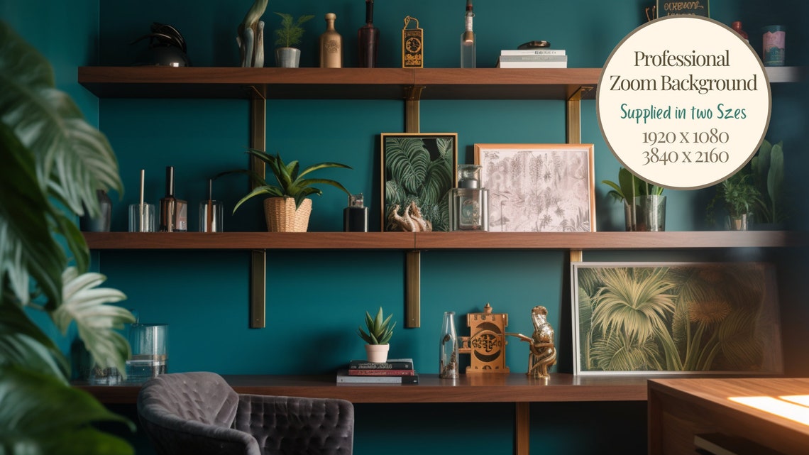 Virtual Background Zoom Backdrop Teal Walnut Virtual Backgrounds for ...
