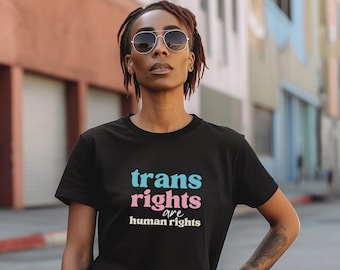 Los derechos trans son derechos humanos Camisa trans Camiseta transgénero Trans Ally Camisa de derechos trans Camiseta Proteger a los niños trans Visibilidad del mes del orgullo
