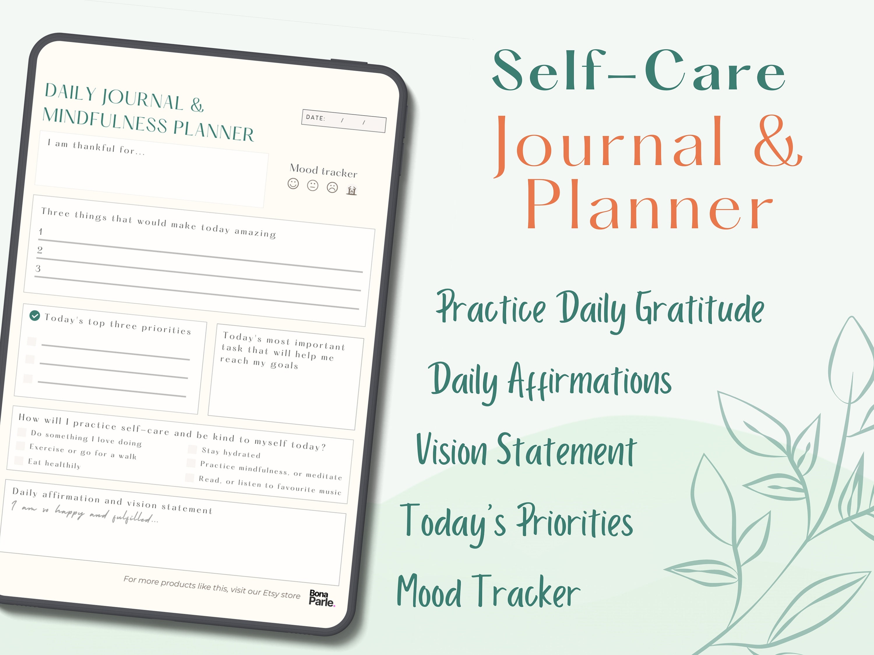 Anxiety Journal Printable Self Care Planner for Anxiety Guided Digital Journal for iPad Self ...