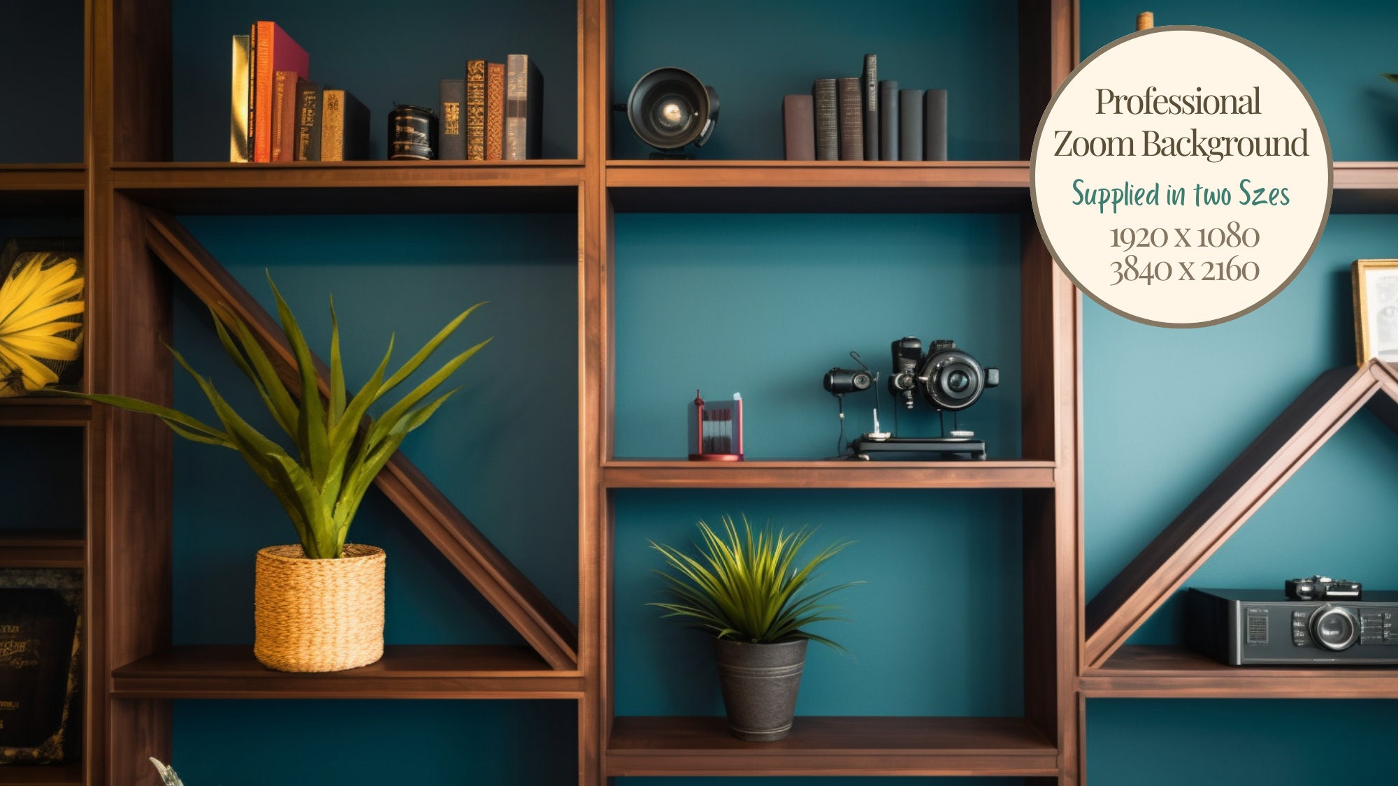 Virtual Background Zoom Backdrop Teal Walnut Virtual Backgrounds for ...