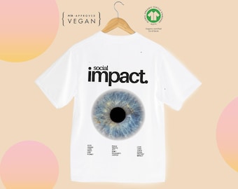 Social Touch Shirt Baumwoll-T-Shirt mit Augenpupillen-Design Bio-Kleidung Baumwoll-T-Shirt Umweltfreundliche Ethische T-Shirt für Klima-Bekleidung