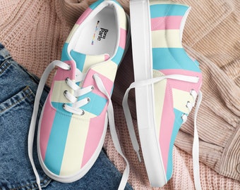 Zapatos con la bandera del orgullo trans Zapatillas de deporte de género neutro Mes del orgullo trans Visibilidad trans Ally trans Derechos trans Zapatos transgénero Tamaño masculino