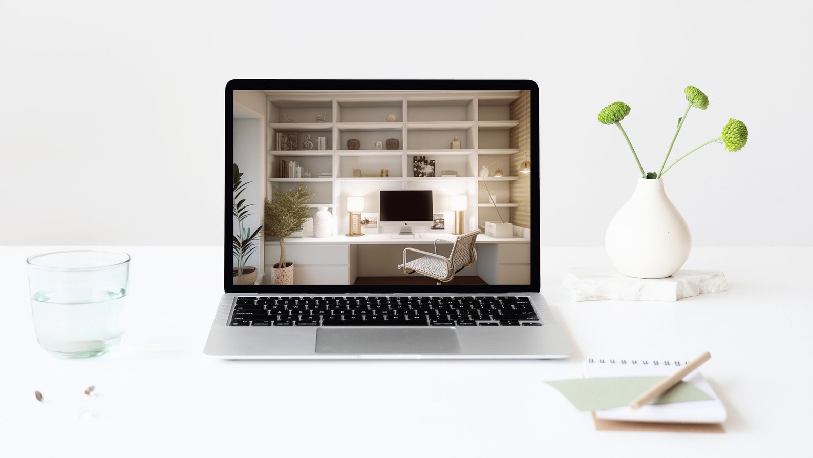 Pale Blue Zoom Background, Home Office Zoom Virtual Background, Zoom