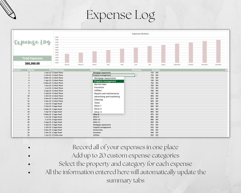Multiple Airbnb and Expense Log Airbnb Host Expense Etsy
