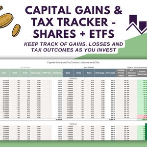 Capital Gains and Tax Tracker | Shares & ETFs Spreadsheet