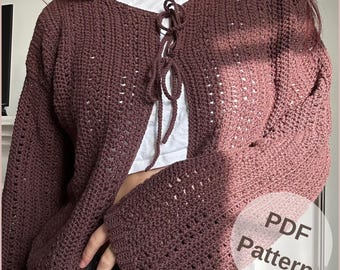 Hazel Cardi Crochet PDF Pattern: Made-to-Measure Customizable mesh summer spring fall autumn slouchy cardigan layer
