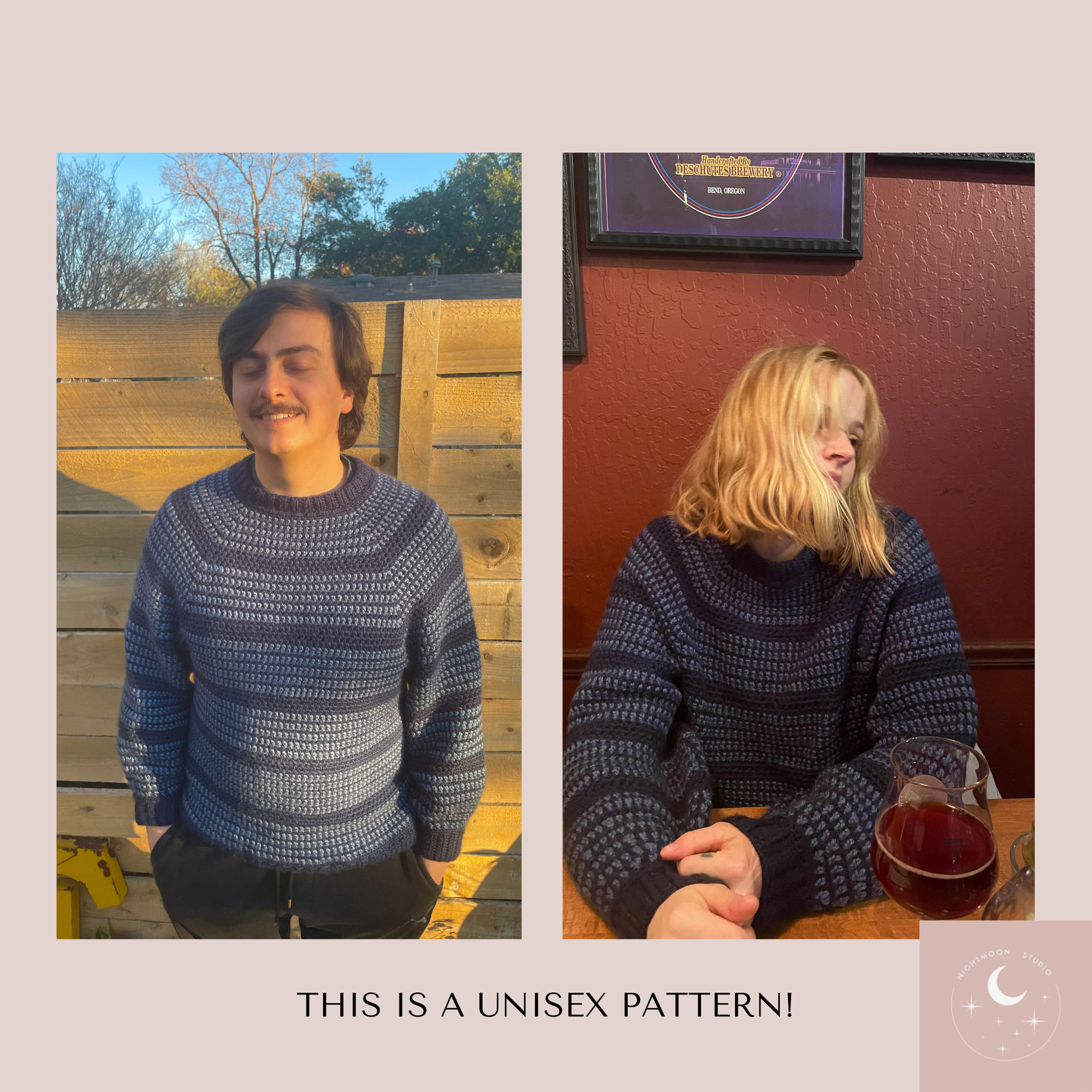 Moss Garden Sweater CROCHET PATTERN Made to Measure Unisex Raglan